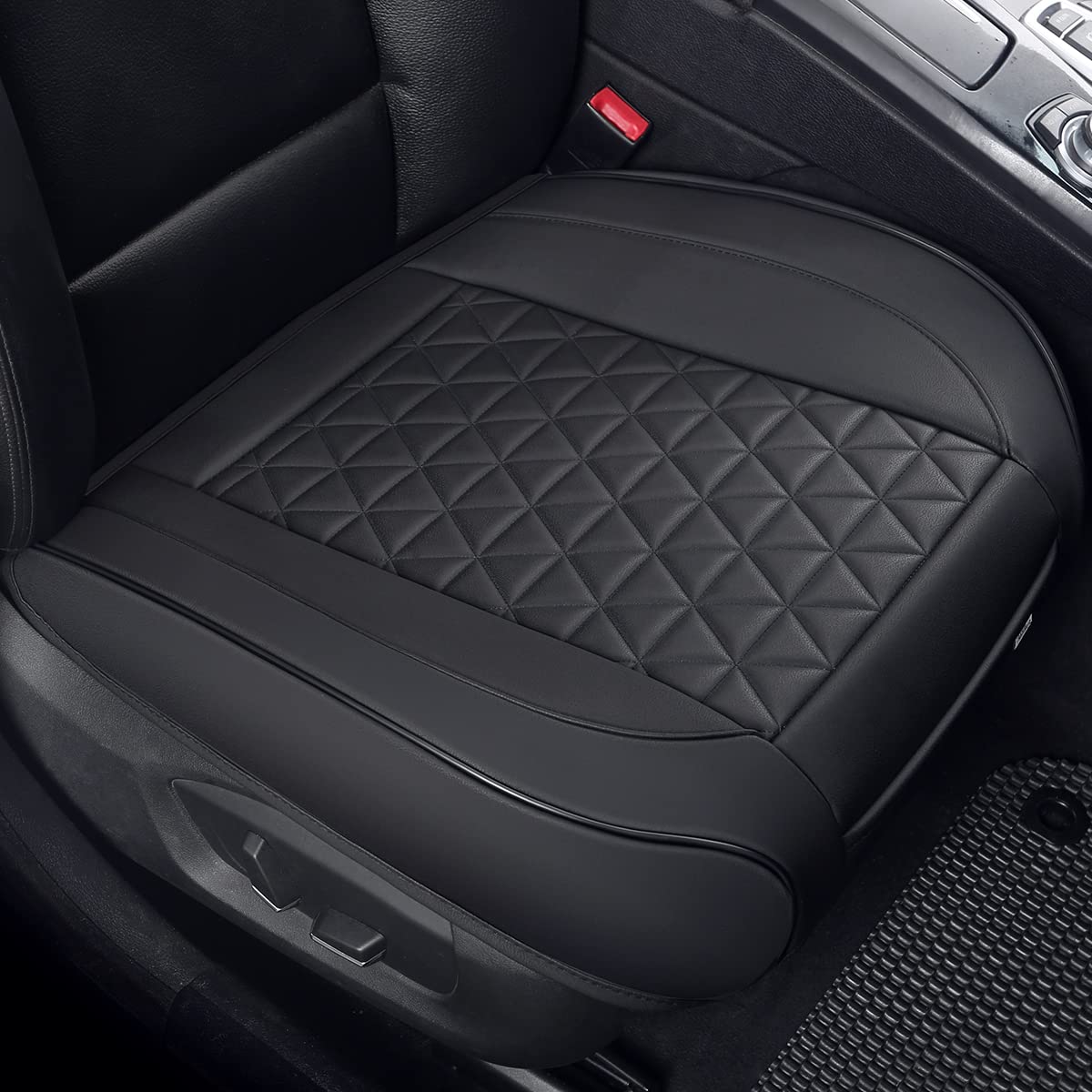 Black Panther Luxury Faux Leather Car Seat Cover Front Bottom Seat Cushion Cover, Anti-Slip And Wrap Around The Bottom, Fits 95%