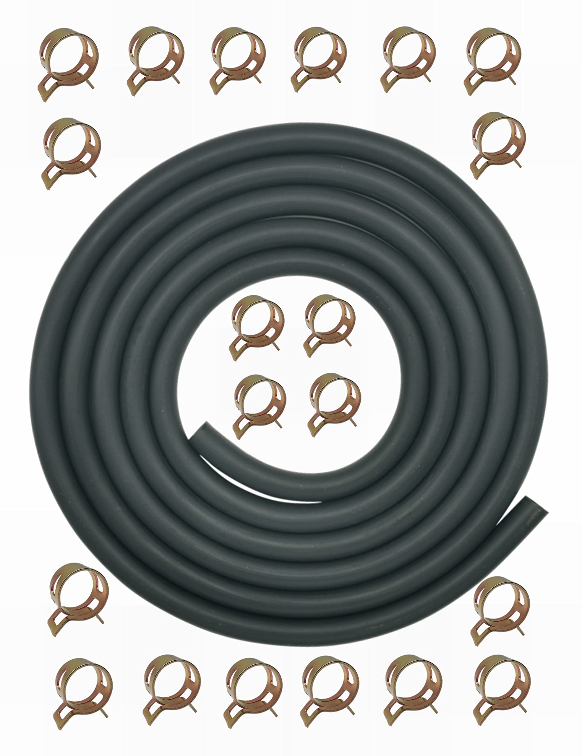 10 Feet 5/16 Inch Id Fuel Line Hose Rubber W/ 20 Clamp