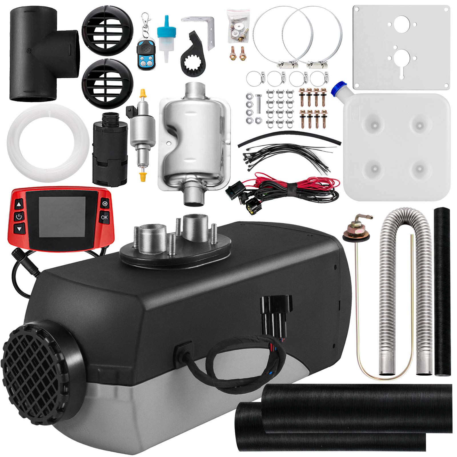 Fiberfly Diesel Heater 8Kw, 15L Tank, Diesel Air Heater 12V,Muffler, Diesel Parking Heater With Lcd Thermostat Monitor & Remote