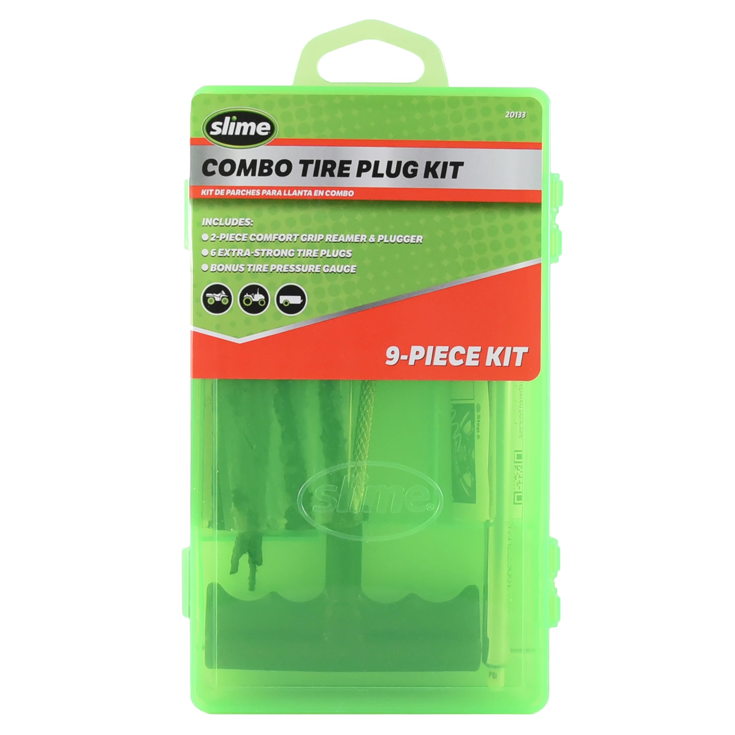 Slime 20133 Tire Repair Tackle Kit, Large, Contains Strings, Tools And Pencil Gauge, 9 Pieces
