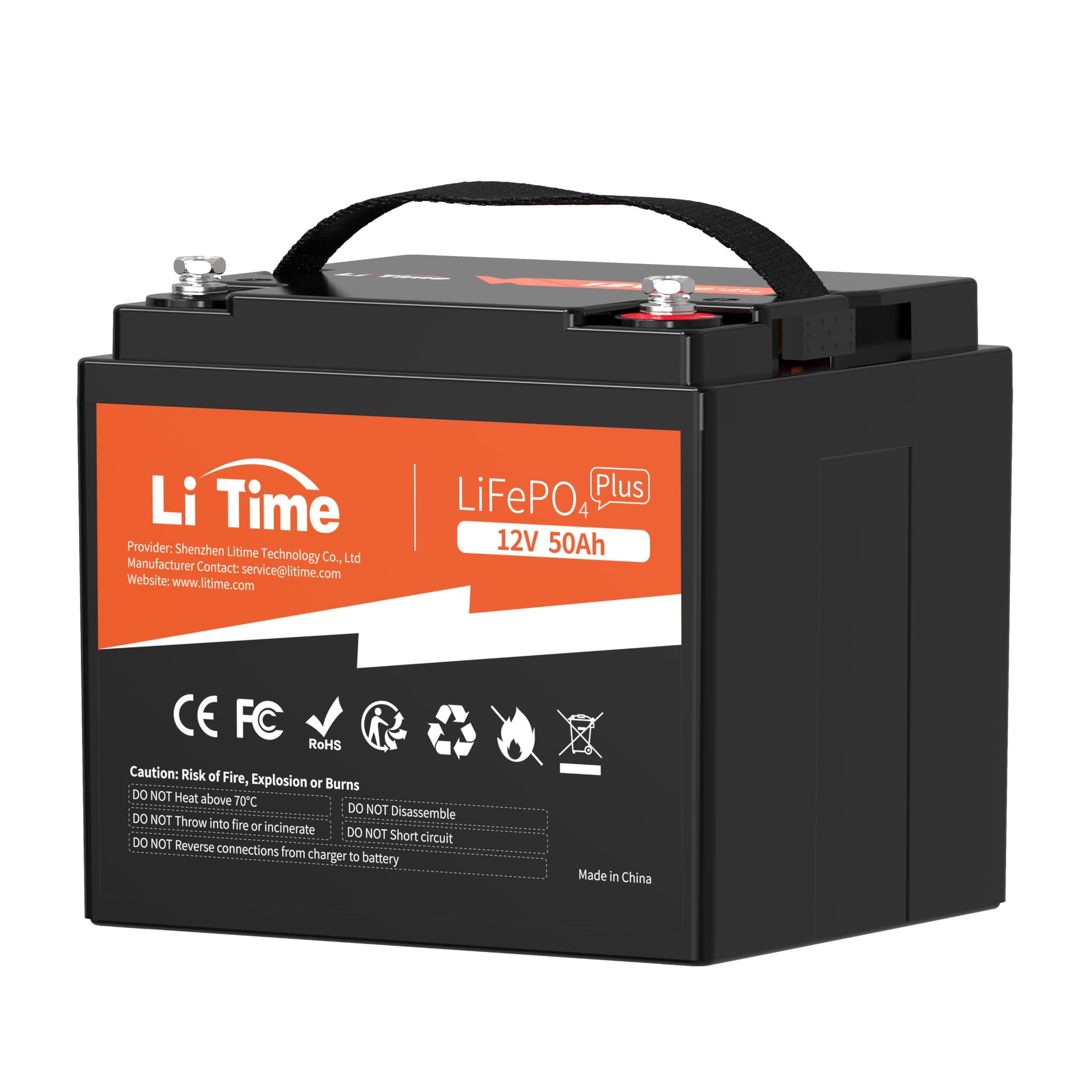 Litime 12V 50Ah Plus Lifepo4 Lithium Battery For Trolling Motor, 50A Bms, 10 Years Lifetime 4000+ Cycles Output Power 640W, Perf