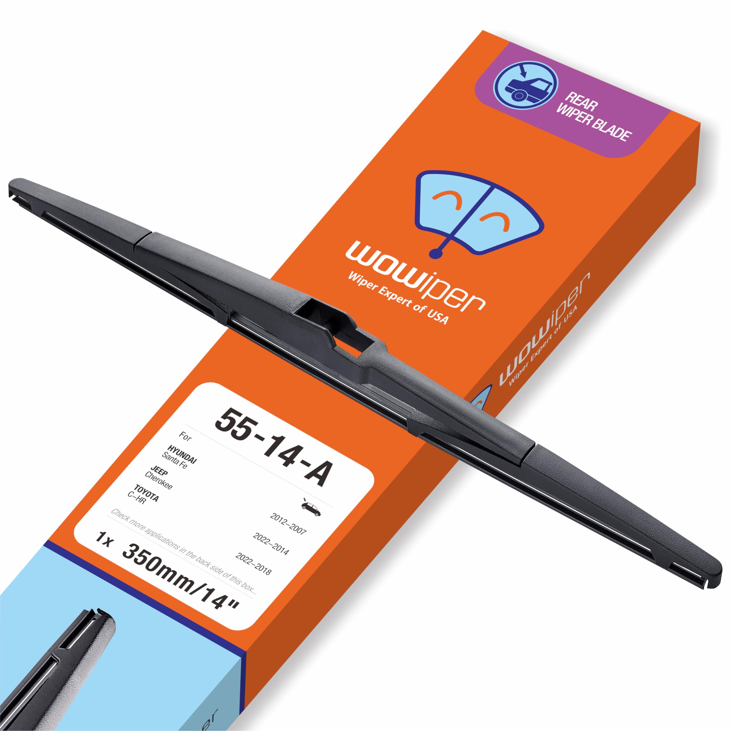 14 Inch (14-A) Rear Wiper Blade Replacement For Jeep Cherokee 2022-2014 /Hyundai Accent 11-07 Santa Fe 12-07 Tucson 22-16 /Mazda