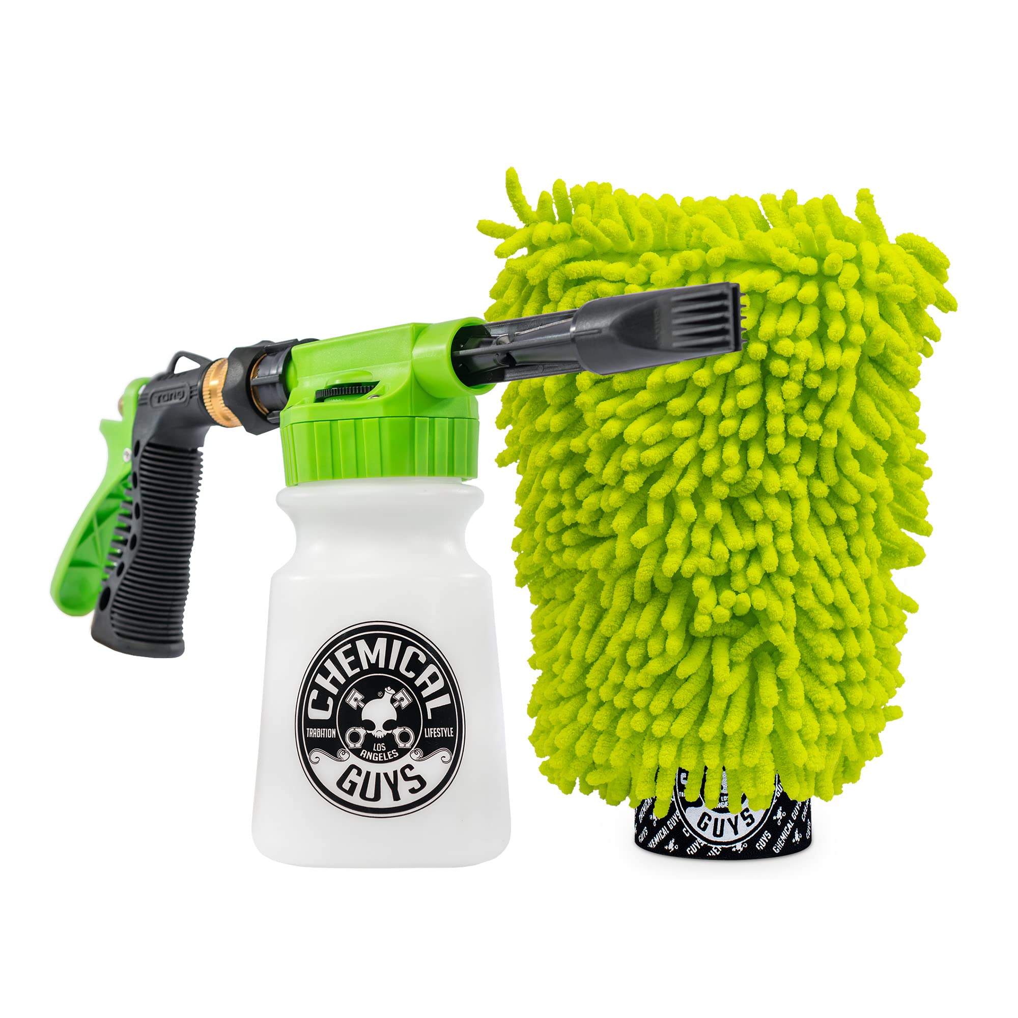 Chemical Guys Foam Blaster 6 Foam Car Wash Gun And Chenille Premium Scratch-Free Microfiber Wash Mitt, Lime Green - (Car Wash Fo