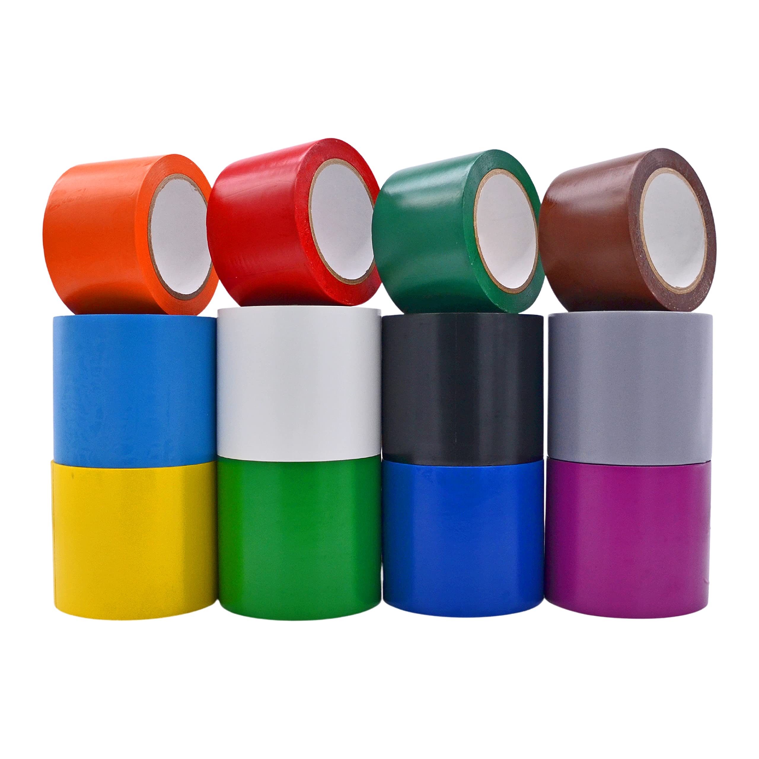 Wod Vtc365 Rainbow Pack Vinyl Pinstriping Tape, 4 Inch X 36 Yds. (Pack Of 12) For School Gym Marking Floor, Crafting, & Strippin