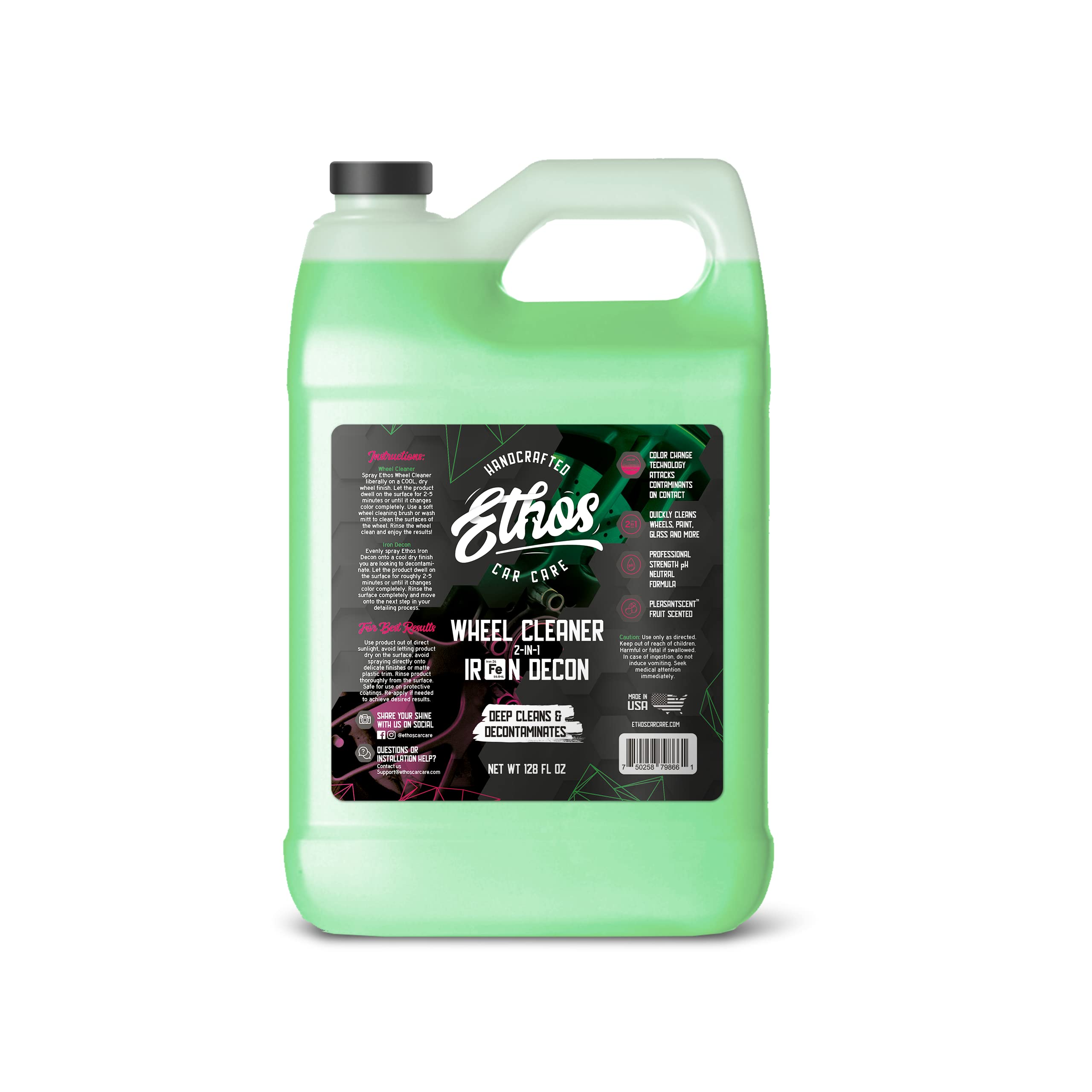 Ethos Wheel Cleaner - Car Wheel Cleaner Spray - Brake Dust, Iron Remover - Color Change Technology - Professional Strength Formu