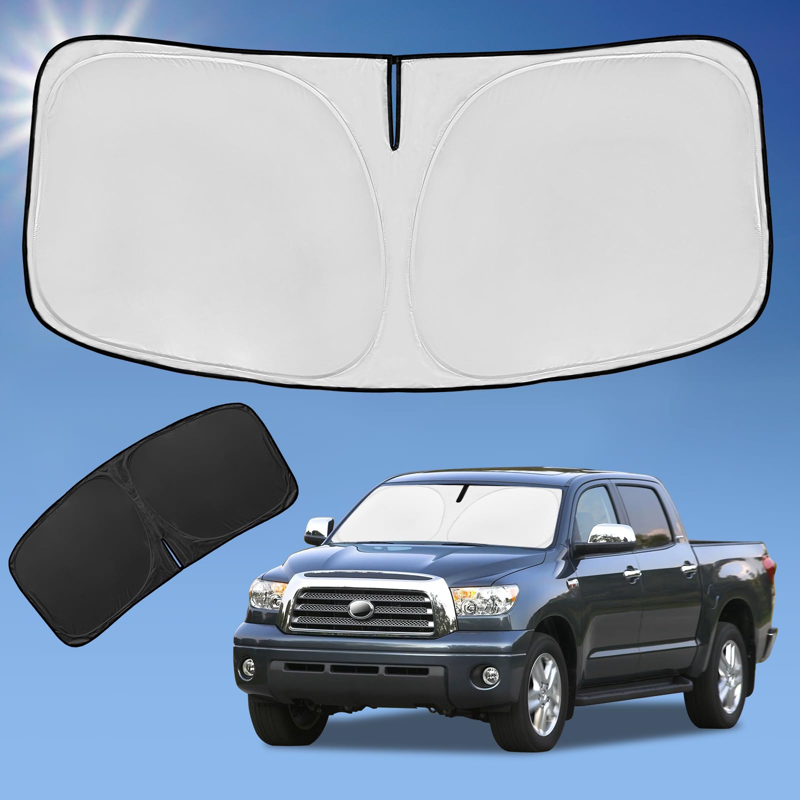 Sun Shade Sunshade For Toyota Tundra Windshield Cover, 4-Layer Front Window Shade Custom Fit Tundra 2007-2021 Limited Sr5 Platin