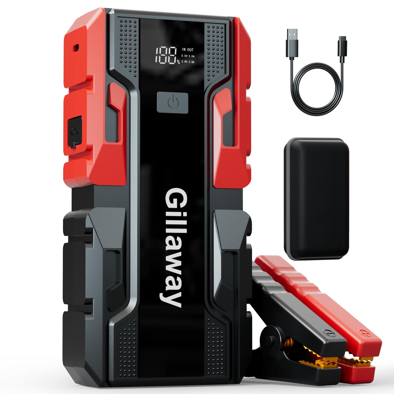 Gillaway 001B 4000A Car Jump Starter, Jump Starter Battery Pack For Up To 10L Gas And 8L Diesel Engines, Portable 12V Jump Box W
