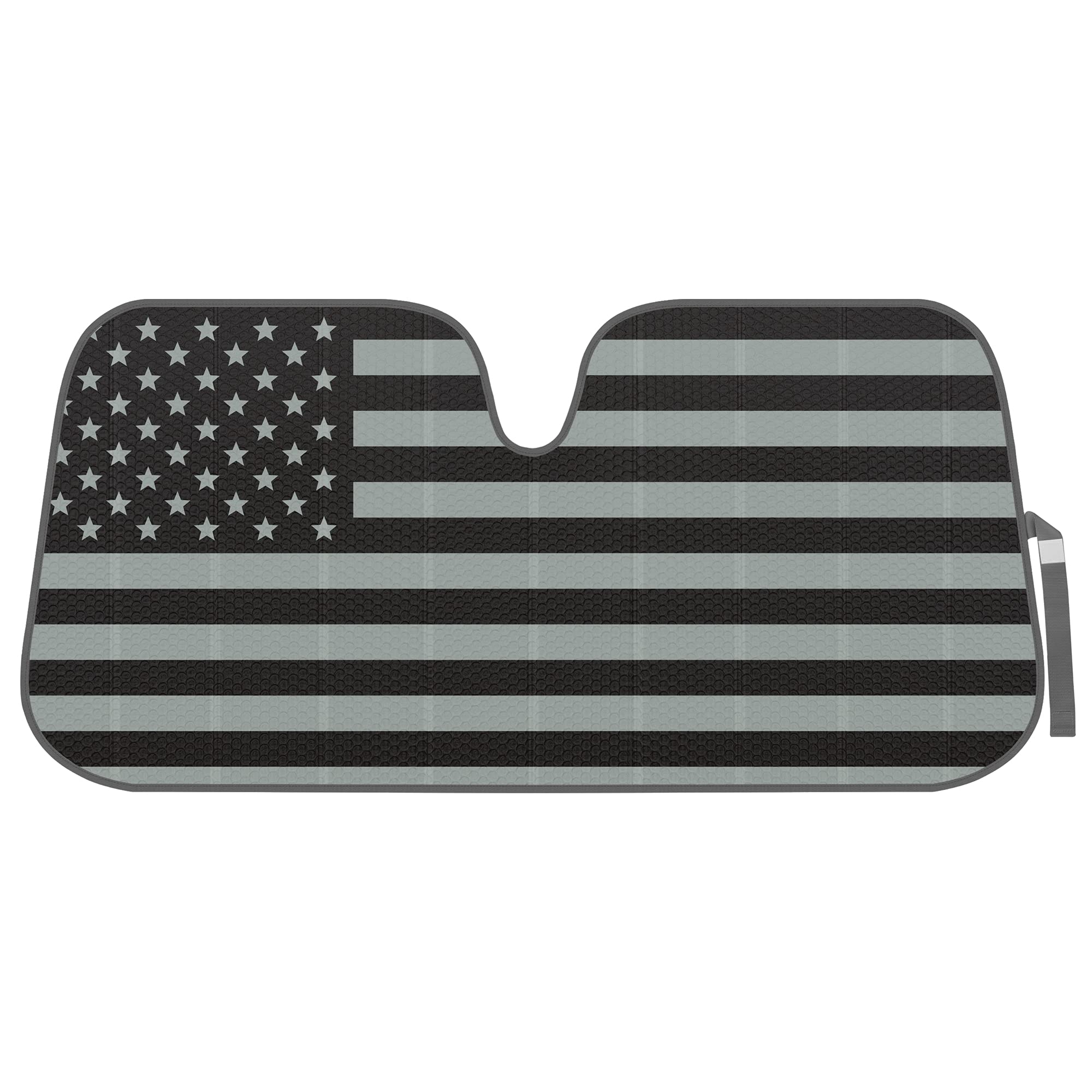 Bdk Usa 4Th Of July American Flag Black Curved Accordion Sun Visor For Car Windshield Cover - Truck Window Shades Car Flag & Sun