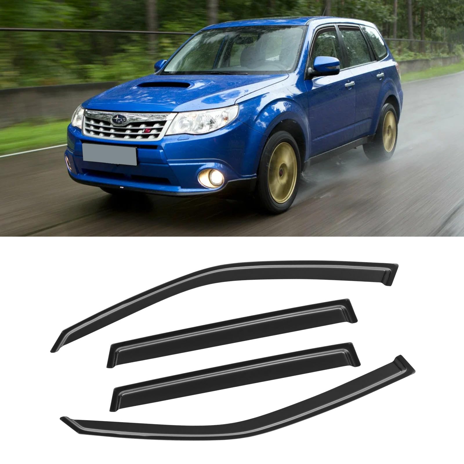 Cmvt Auto Window Visor For 2008-2013 Subaru Forester, Out-Channel Rain Guards Shields Vent Shade Deflector Wind Dark Smoke Vents