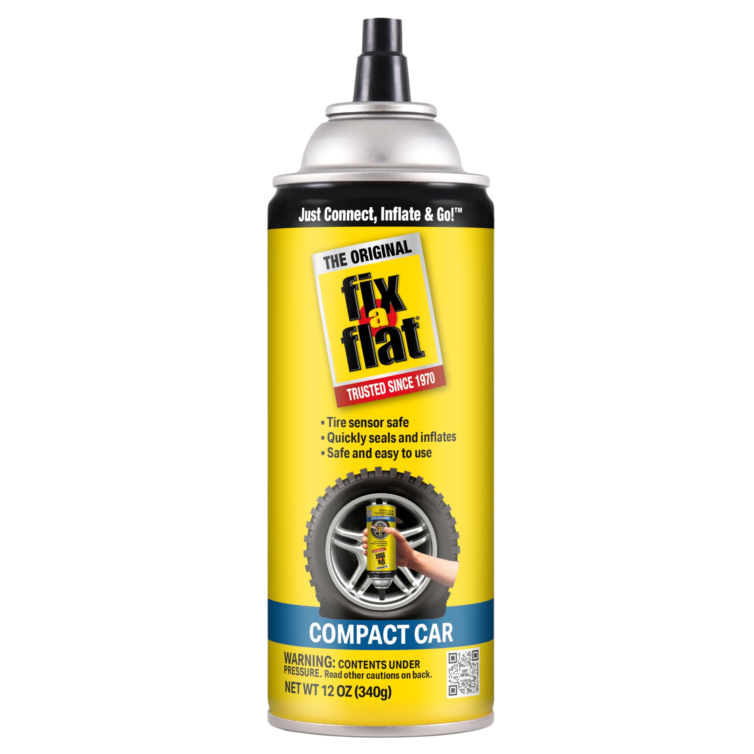 Fix-A-Flat S60410 Aerosol Emergency Flat Tire Repair And Inflator, For Compact Tires, Eco-Friendly Formula, Universal Fit For Al