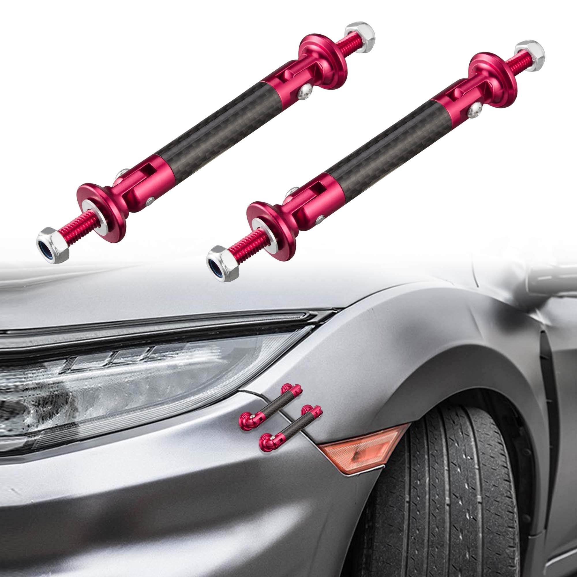 Tomall 2 Pcs 45Mm Car Adjustable Front/Rear Bumper Lip Splitter Support Strut Rod Carbon Fiber Red Universal Auto Bumper Fastene