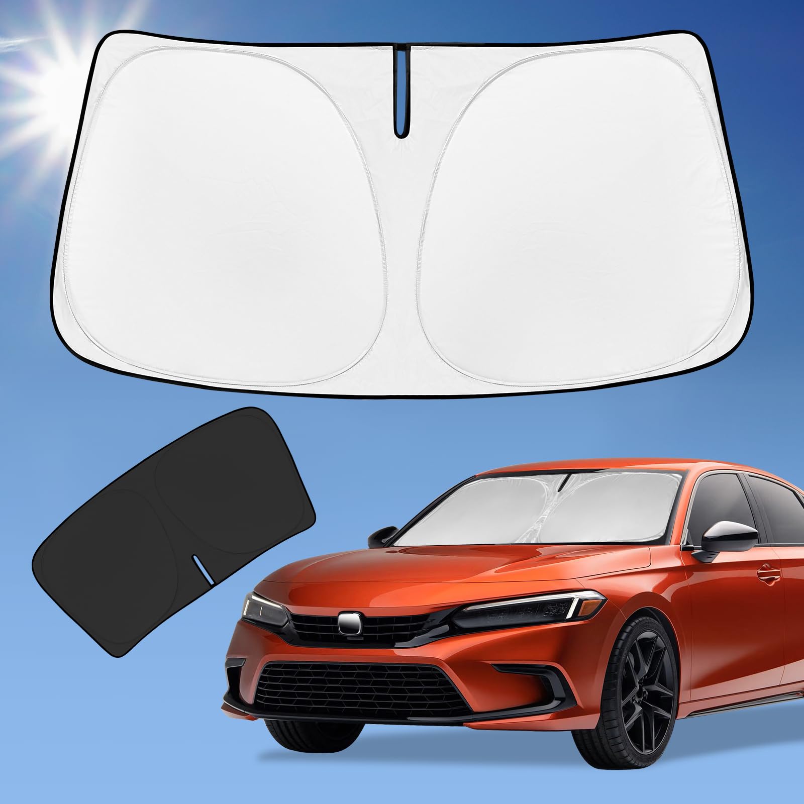 For Honda Civic 2022-2024 2025 Sun Shade Sunshade Windshield Cover, 4-Layer Front Window Shade Custom Fit Civic (Not For 2022 Sp