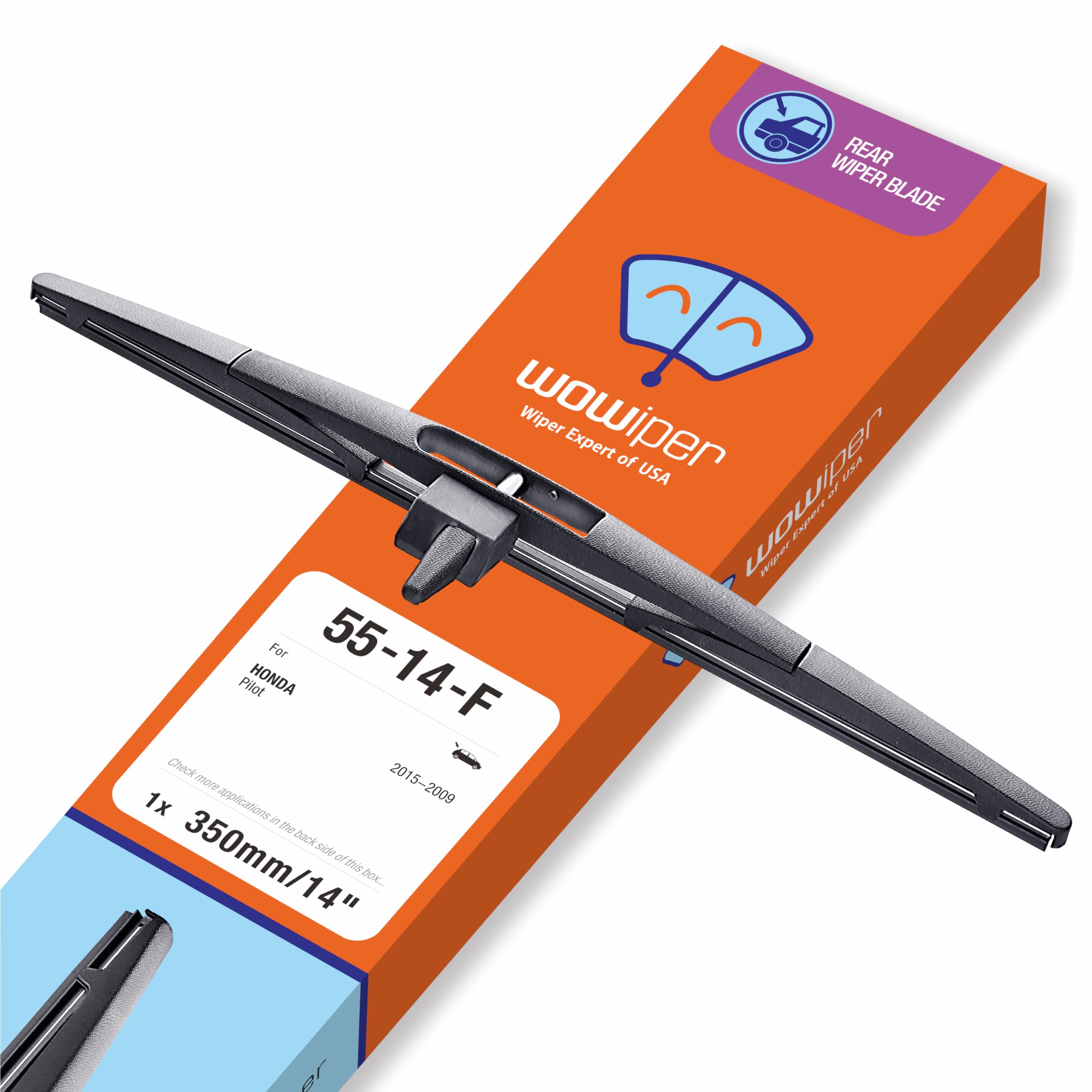 14 Inch (14-F) Rear Wiper Blade Replacement For Honda Pilot 2015 2014 2013 2012 2011 2010 2009 Back Windshield Wiper- 76730-Sza-