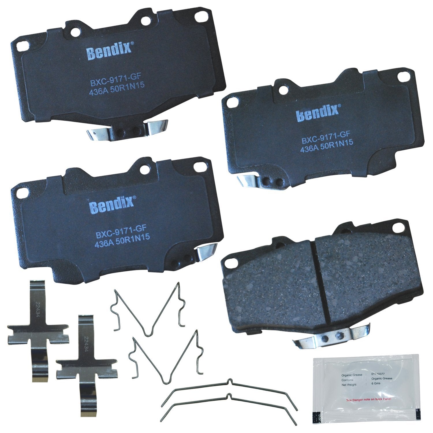 Bendix Ceramic Front Brake Pads CFC436A for Toyota 4Runner 2002-2001, Hilux 2004, Tacoma 1998-1995 - Metallic Finish