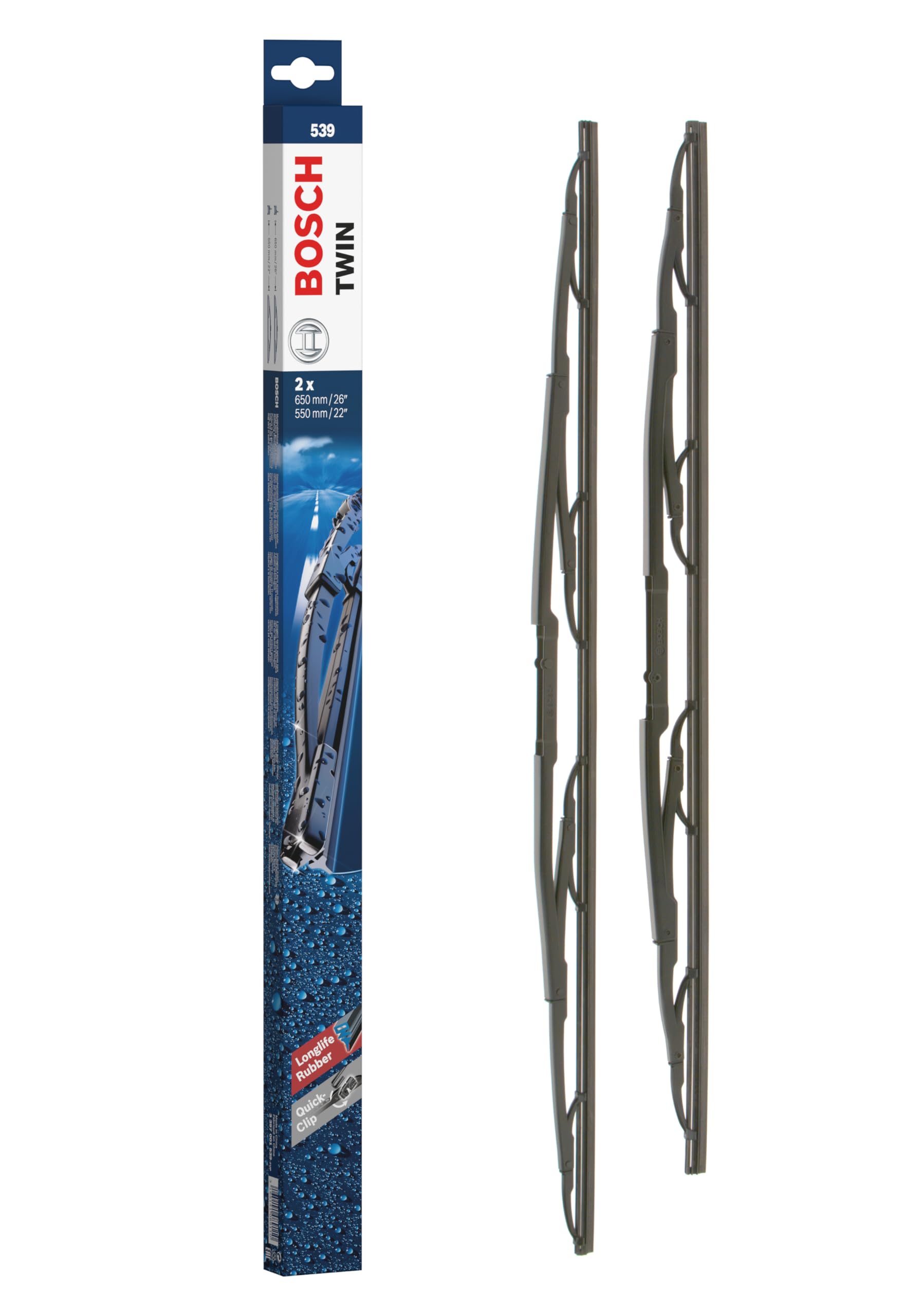 Bosch Automotive 3397001539 Twin Standard Original Equipment Replacement Wiper Blade - 26''/22'' (Set Of 2)