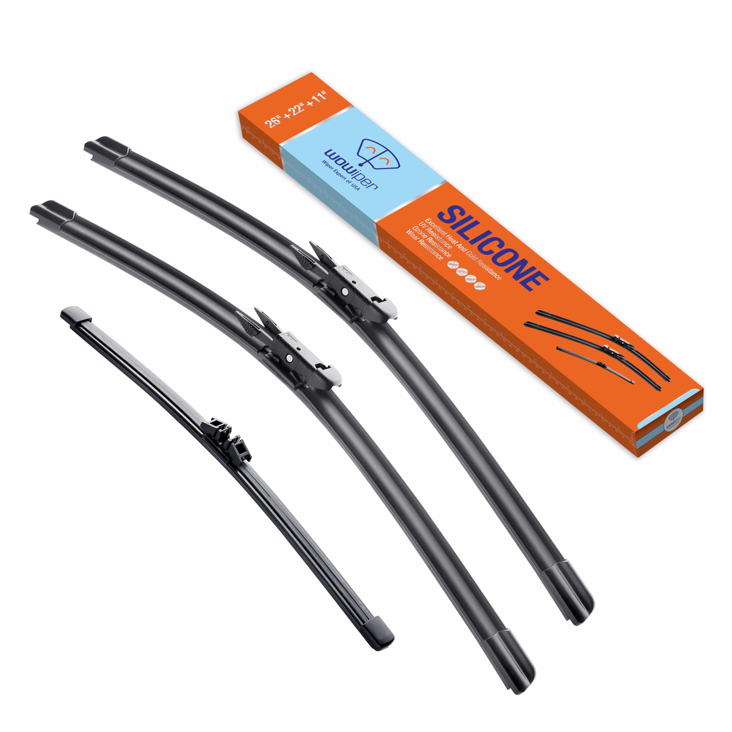 Wowiper Silicone Windshield Wiper Blades With Rear Wiper Blade For Ford Explorer 2011-2020, All-Season Automotive Replacement Wi