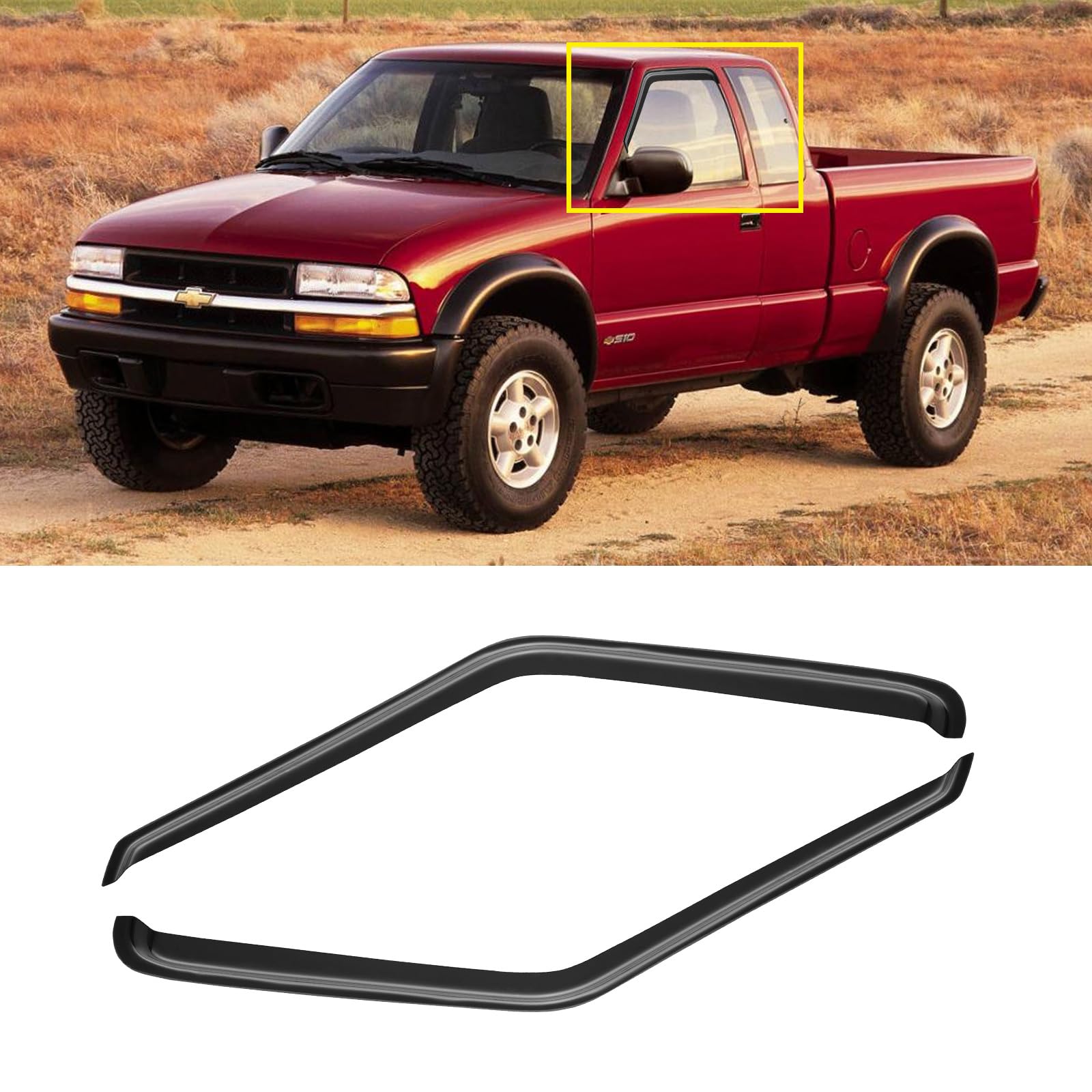 Cmvt Auto Window Visor For 1994-2004 Chevy S10/Gmc Sonoma, 1995-2005 S10 Blazer/S15 Jimmy, Rain Guards Shields Vent Shade Deflec