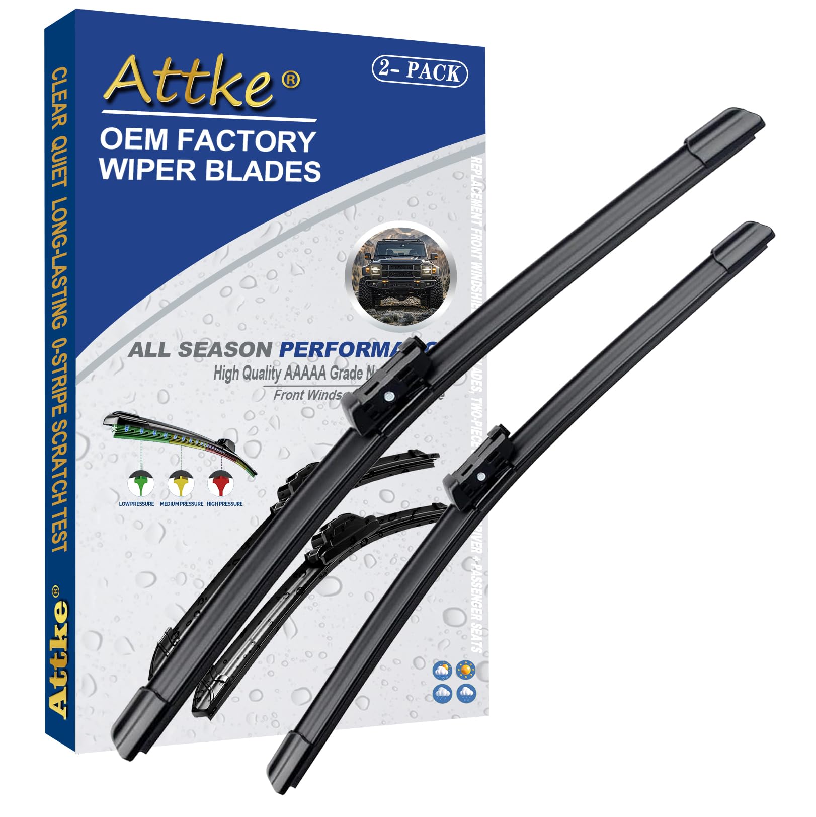 2 Wiper Blades 26'' + 18'' Front Wiper For Volkswagen Passat 2015-2021/Gti 2013-2020/Audi A3 2012-2021-Oe Original Quality (Pack