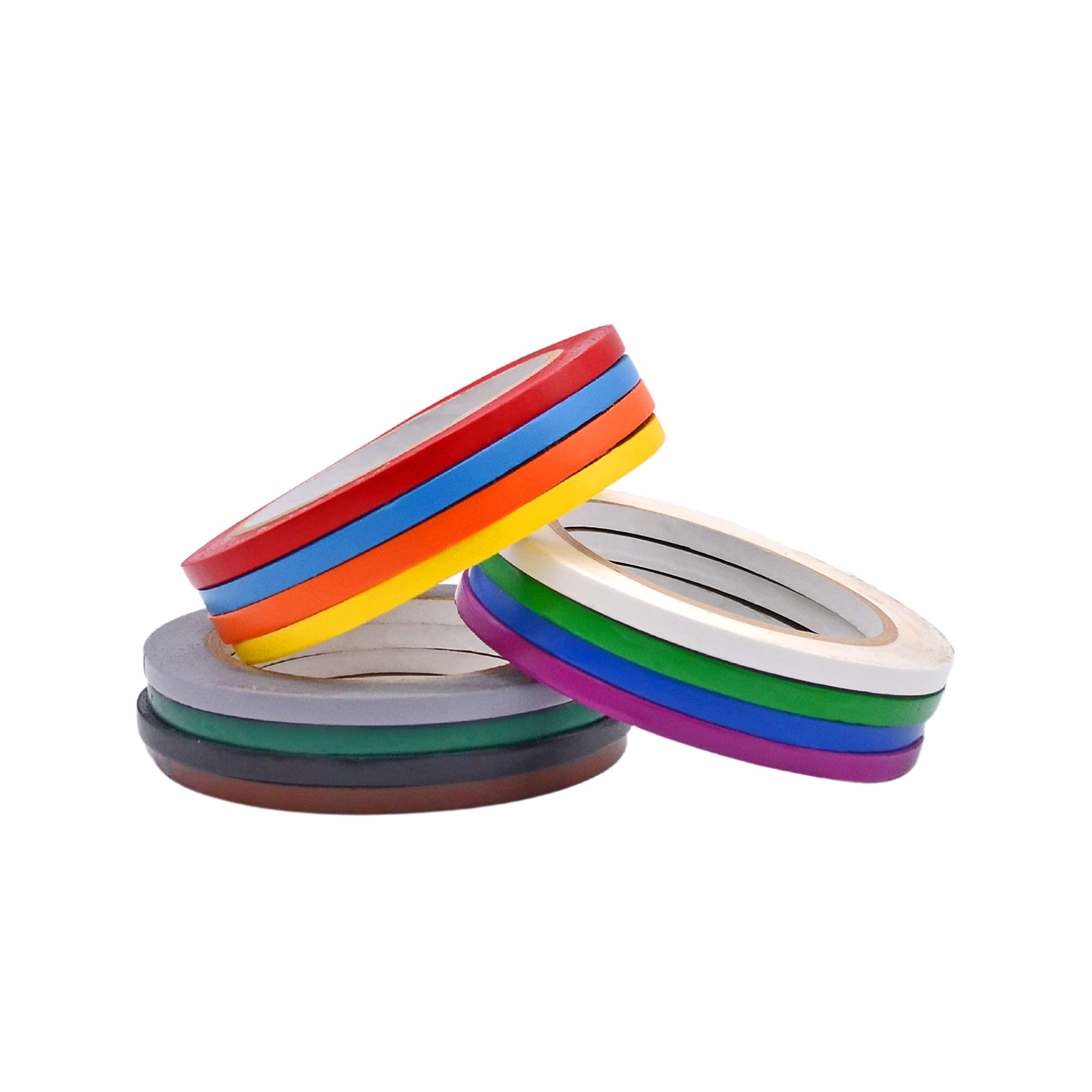 Wod Vtc365 Rainbow Pack Vinyl Pinstriping Tape, 1/4 Inch X 36 Yds. (Pack Of 12) For School Gym Marking Floor, Crafting, & Stripp
