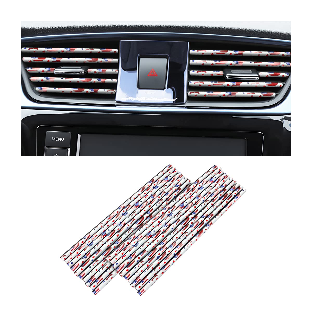 8Sanlione 20Pcs Car Air Conditioner Decoration Strip, Diy Air Vent Outlet Trim Strip Bendable Car Interior Accessories, Car Mold