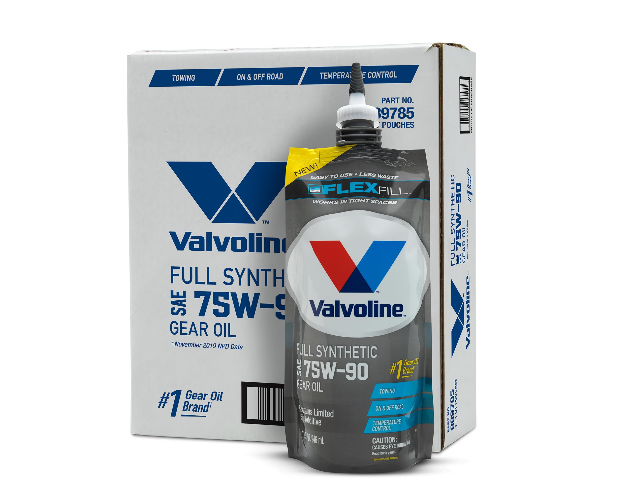 Valvoline Flexfill Sae 75W-90 Full Synthetic Gear Oil 1 Qt, Case Of 4