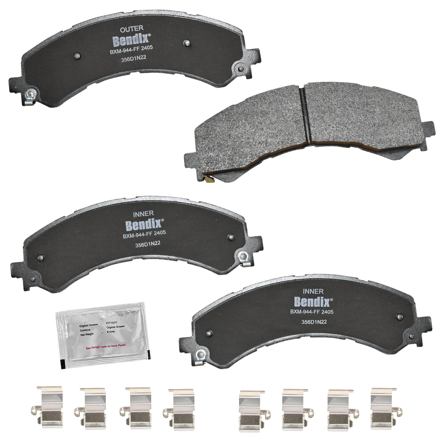 Bendix Priority1 Cfm2405 Semi-Metallic Rear Brake Pads For Chevrolet Express 3500 2023-2021, Express 4500 2023-2022, Gmc Savana