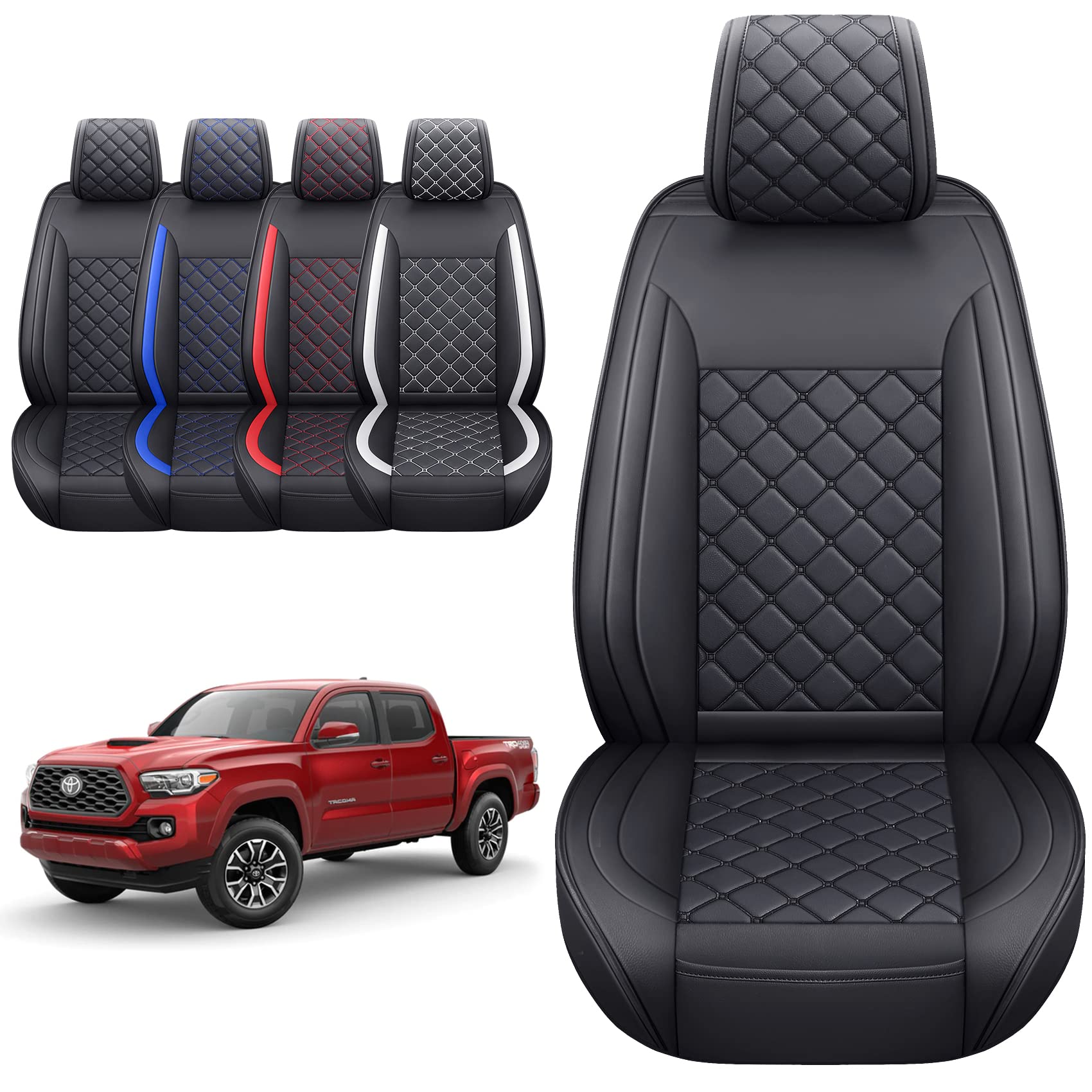 Tomatoman Tacoma Seat Covers Customized For 2005-2023 Truck Sport Gen Sr Extended Pro Off-Road Pickup V6, Waterproof Faux Leathe