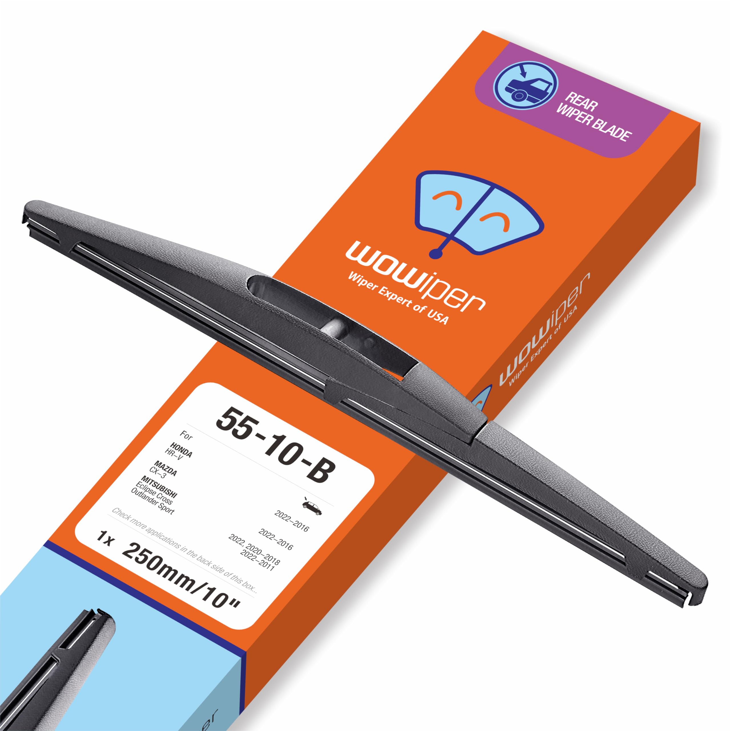 10 Inch (10-B) Rear Wiper Blade Replacement For Honda Hrv 2022-2016 /Mitsubishi Outlander Sport 22-11 Eclipse Cross 22-18 /Infin