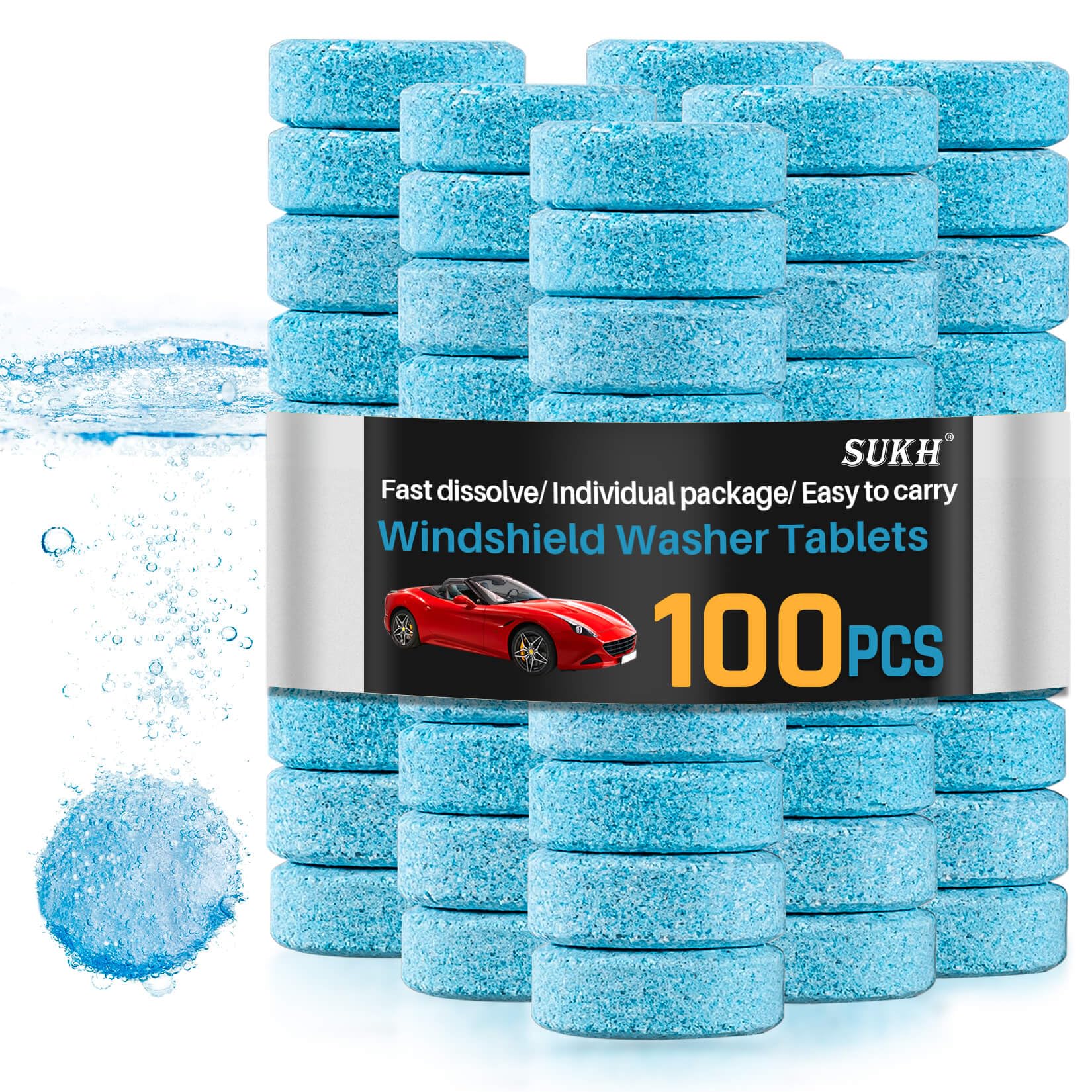 Sukh Car Windshield Washer Tablets - Washer Fluid Tablets Glass Cleaner Concentrate Car Windshield Wiper Fluid Car Windshield Cl