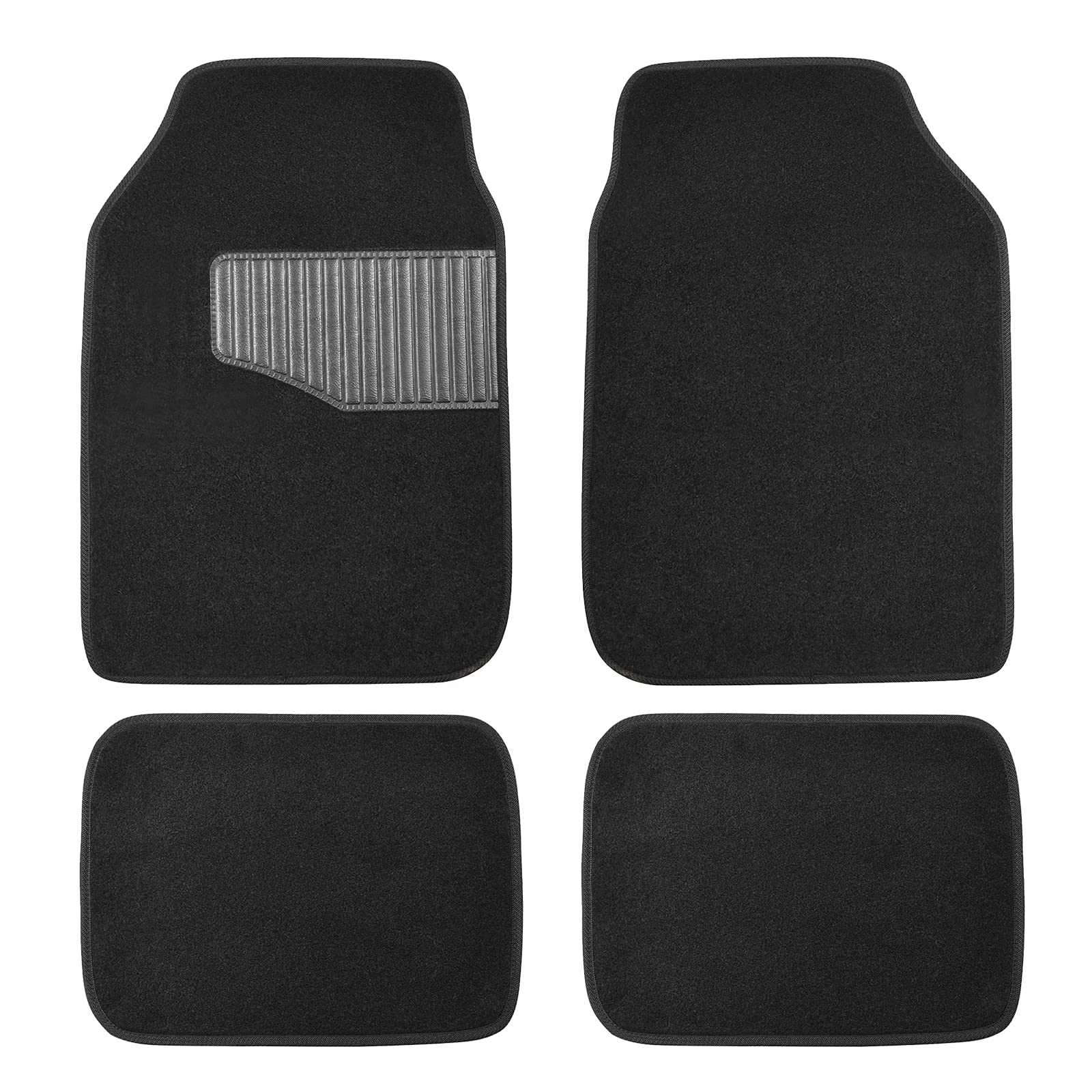 Amazon Basics Universal Fit Rubber Carpet Floor Mats For Car Suv Van & Truck, 4-Piece, Black, 25''L X 17.5''W (Front), 13''L X 1