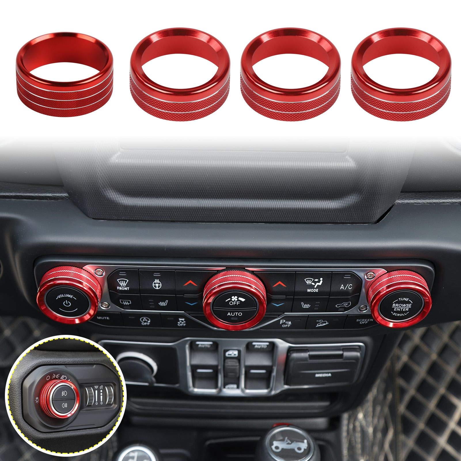 Voodonala Air Conditioner Headlight Center Consoles Switch Knob Cover Trim For 2018-2024+ Jeep Wrangler Jl Jlu Gladiator Jt Inte