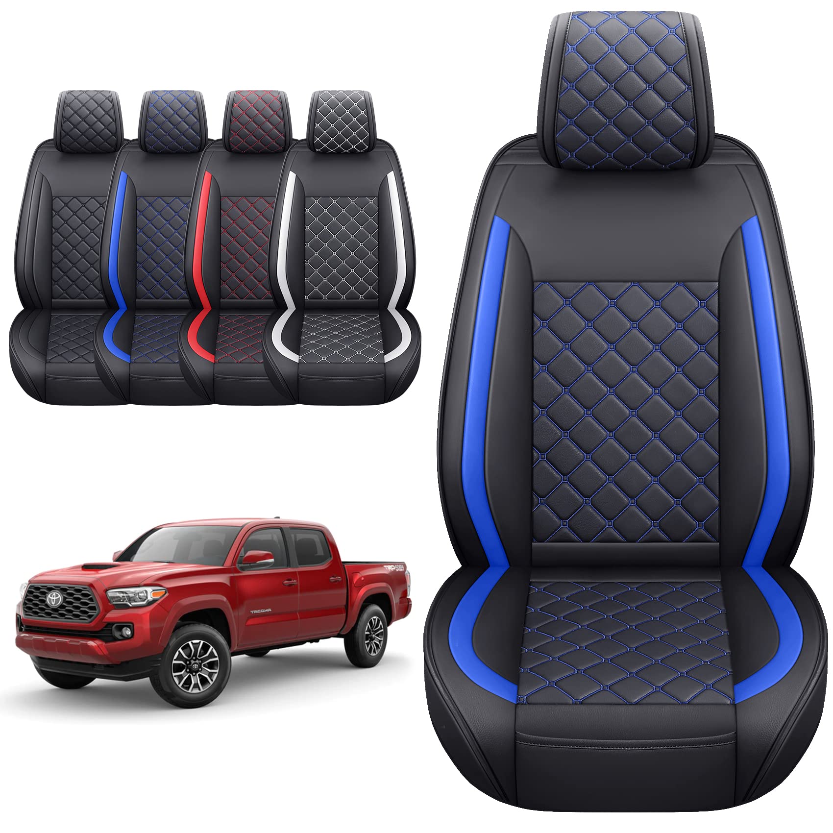 Tomatoman Tacoma Seat Covers Customized For 2005-2023 Sport Extended Sr V6 Crew Cab, Waterproof Faux Leather Car Cushions(2 Pcs