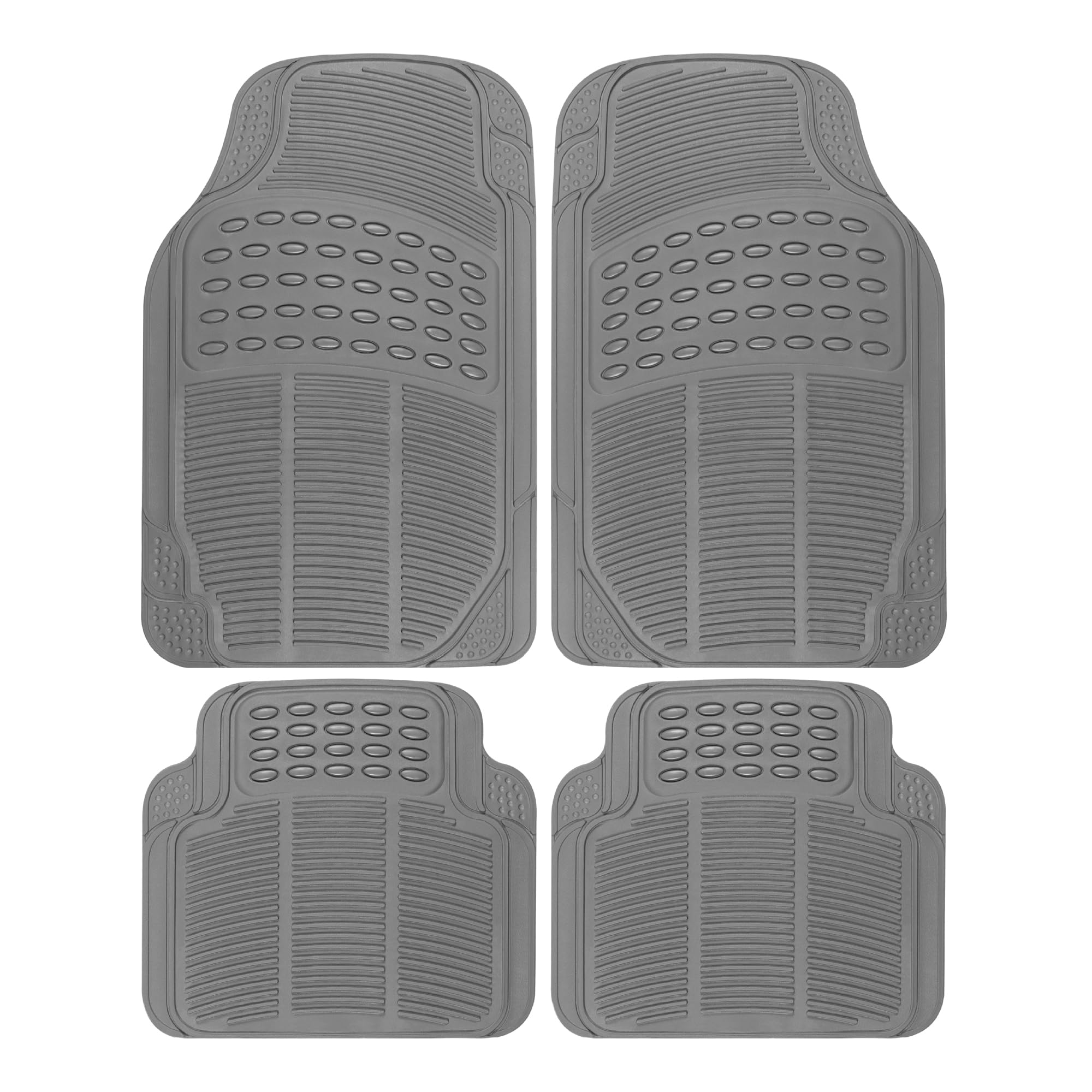 Bdk All Weather Rubber Floor Mats For Car Suv & Truck - 4 Pieces Set (Front & Rear), Trimmable, Heavy Duty Protection (Grey), 1