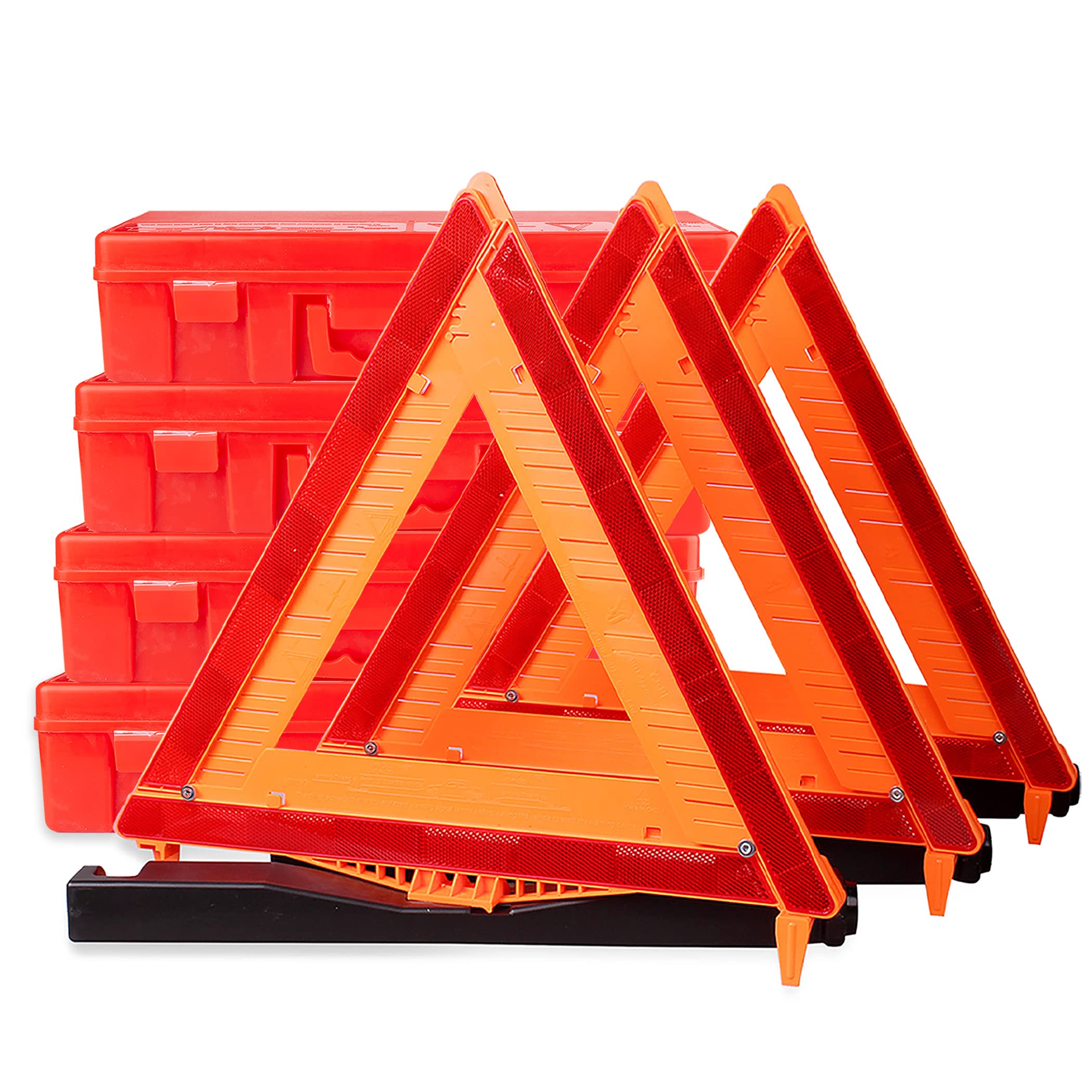 Cartman 12 Pack Warning Triangle Dot Approved, Identical To United States Fmvss 571.125, Reflective Warning Road Safety Triangle